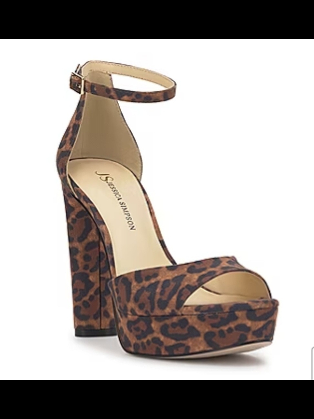 Jessica Simpson Leopard Print Ankle Strap Platform Sandals - Brown
